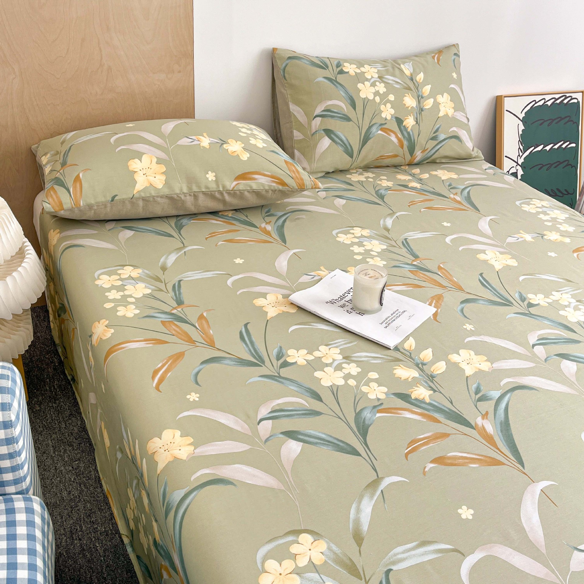 2025 nuevo estilo sábana de algodón puro pieza individual 100 algodón verano dormitorio niños sábana individual funda de almohada doble traje de tres piezas 3