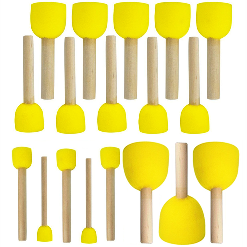 Factory wholesale wooden handle Sponge round mushroom head brush children's art painting graffiti tools series