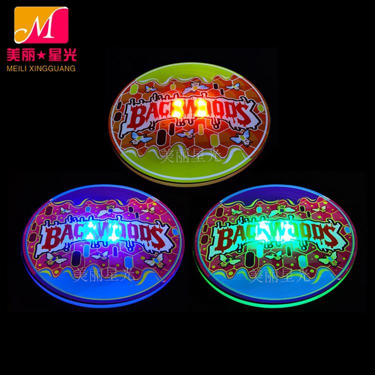 Los fabricantes venden al por mayor posavasos luminosos acrílicos, cristales transparentes, sensores de gravedad, posavasos luminosos led, impresión en color completa