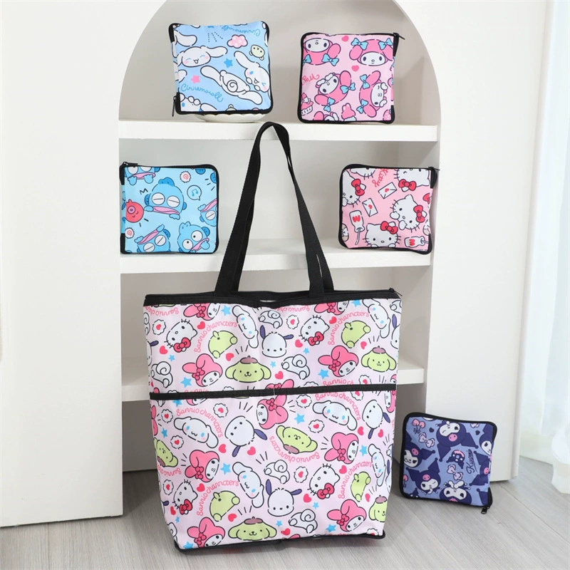 Capacious handheld portable shopping bag, foldable storage bag one shoulder