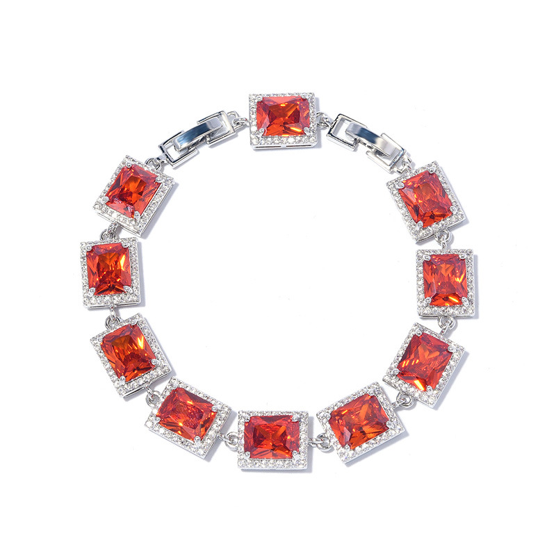 rectangular geometric square bracelet with zircon
