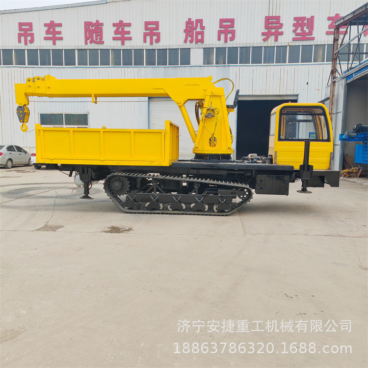 供应3吨履带随车吊 全地形吊装载货运输车 内走绳U型直臂随车吊