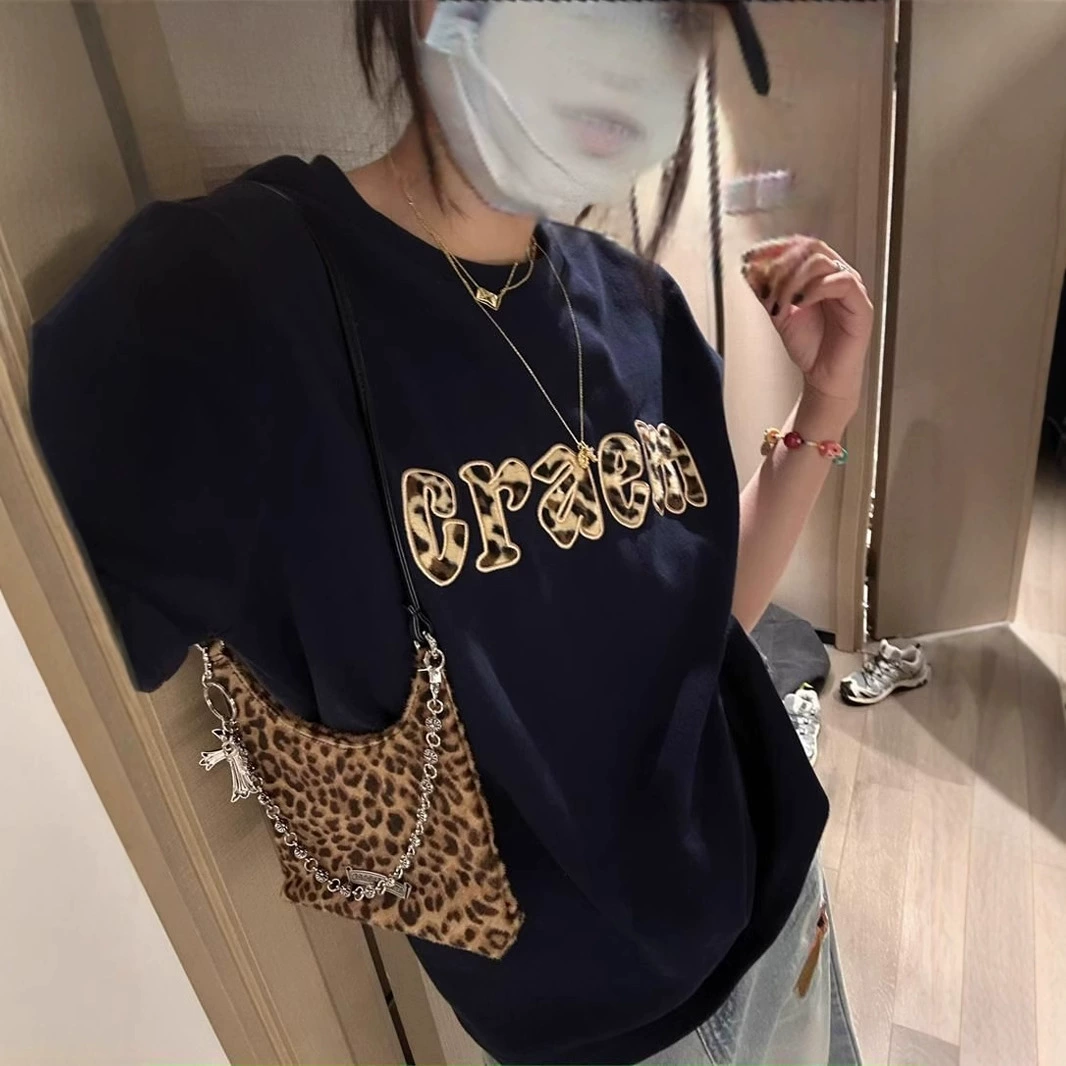 Специальное предложение #[220 г хлопка Tide] специальный большой размер 300 кг вышитая футболка с короткими рукавами Летний новый свободный топ