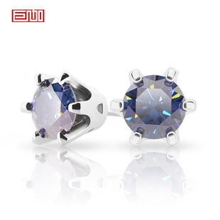 GIGAJEWE total 1 karat 5mm blue round cut Mozan drill earring holiday gift