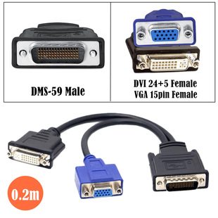 DMS 59PTO DVI(24+5)+VGAĸ��60P (DMS 59P) �� - VGA F +DVI F