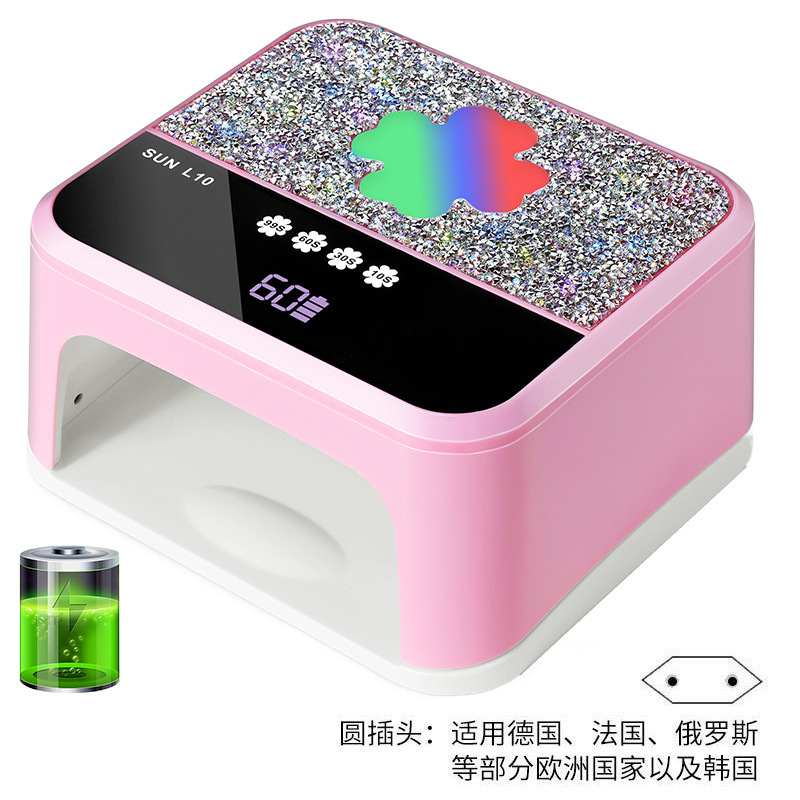 Comercio exterior lámpara de manicura de diamantes almacenamiento de energía LED luz de fototerapia de inducción inteligente goma de manicura tienda de manicura recargable lámpara de manicura