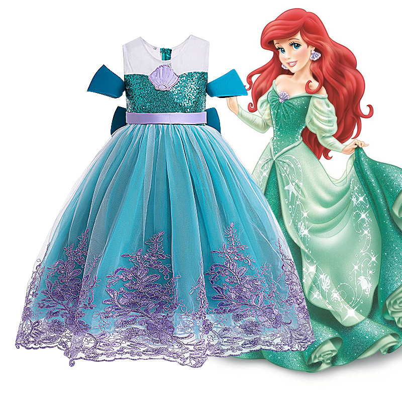 20,22 millones de Halloween Comercio exterior verano sirena vestido de niña vestido de princesa vestido europeo y americano traje de los niños