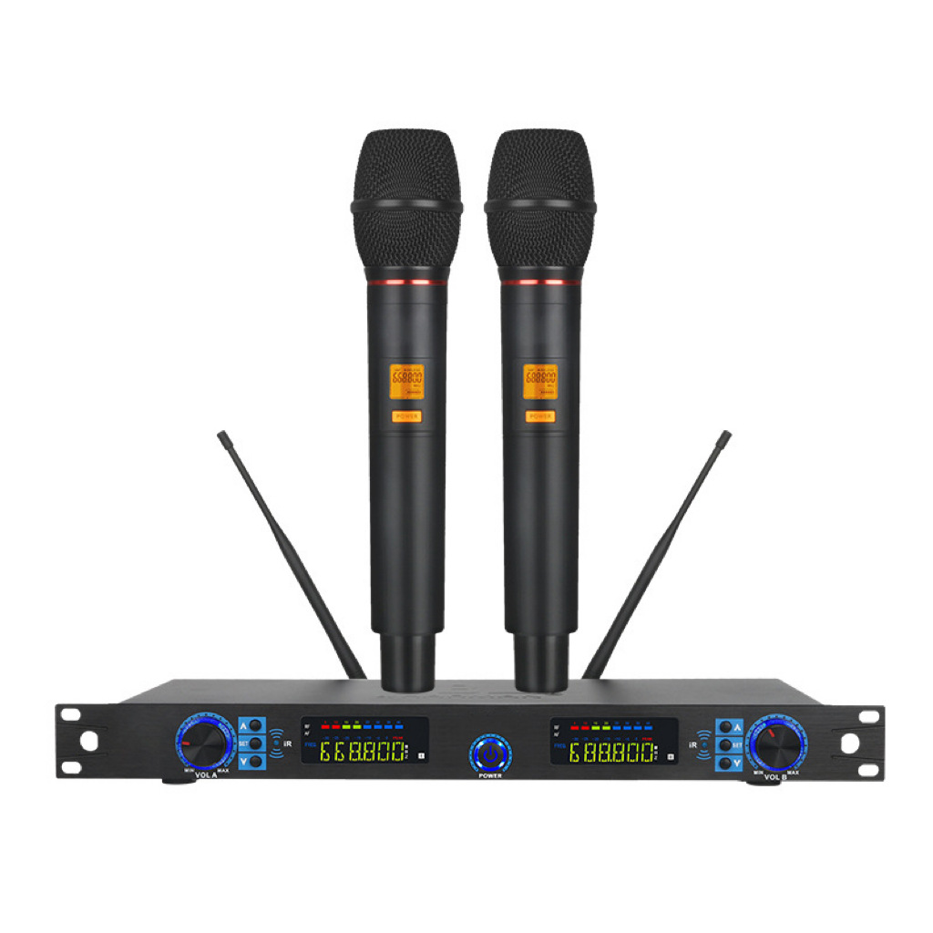 Professional Wireless Microphone One-To-Two Handheld Microphone Conference Karaoke Outdoor Performance Stage One-To-Two Microphone