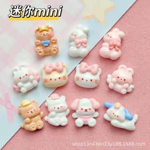Mini Glossy Red Panda Puppy Rabbit diy Nail Art Resin Accessories Handmade Hairpin Headband Jewelry Material