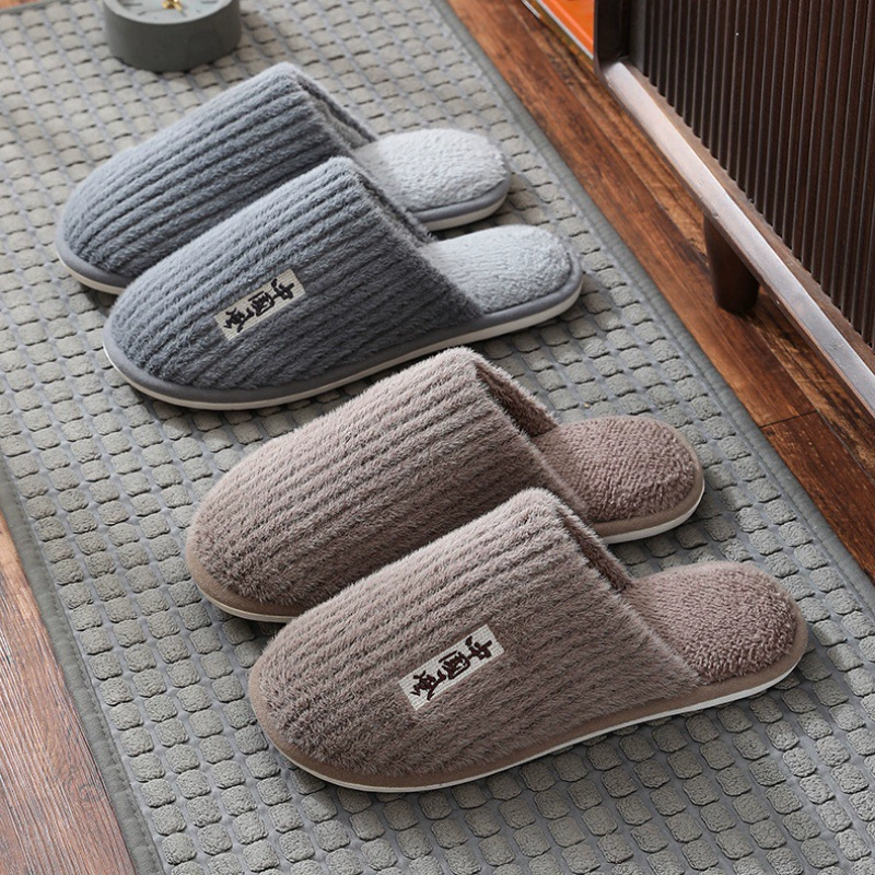 Хлопковые тапочки больших размеров, мужские зимние домашние плюшевые теплые домашние бесшумные полы, противоскользящие в китайском стиле