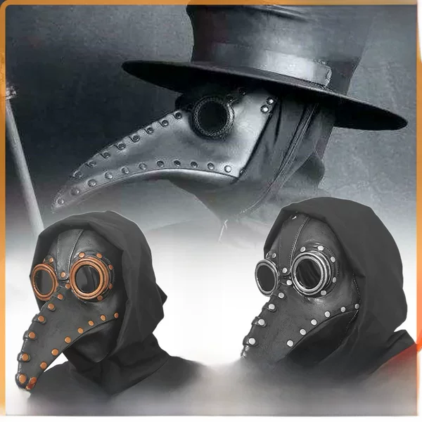 Halloween COS black disease plague doctor costume bird mouth mask punk steam mask bird mouth leather mask