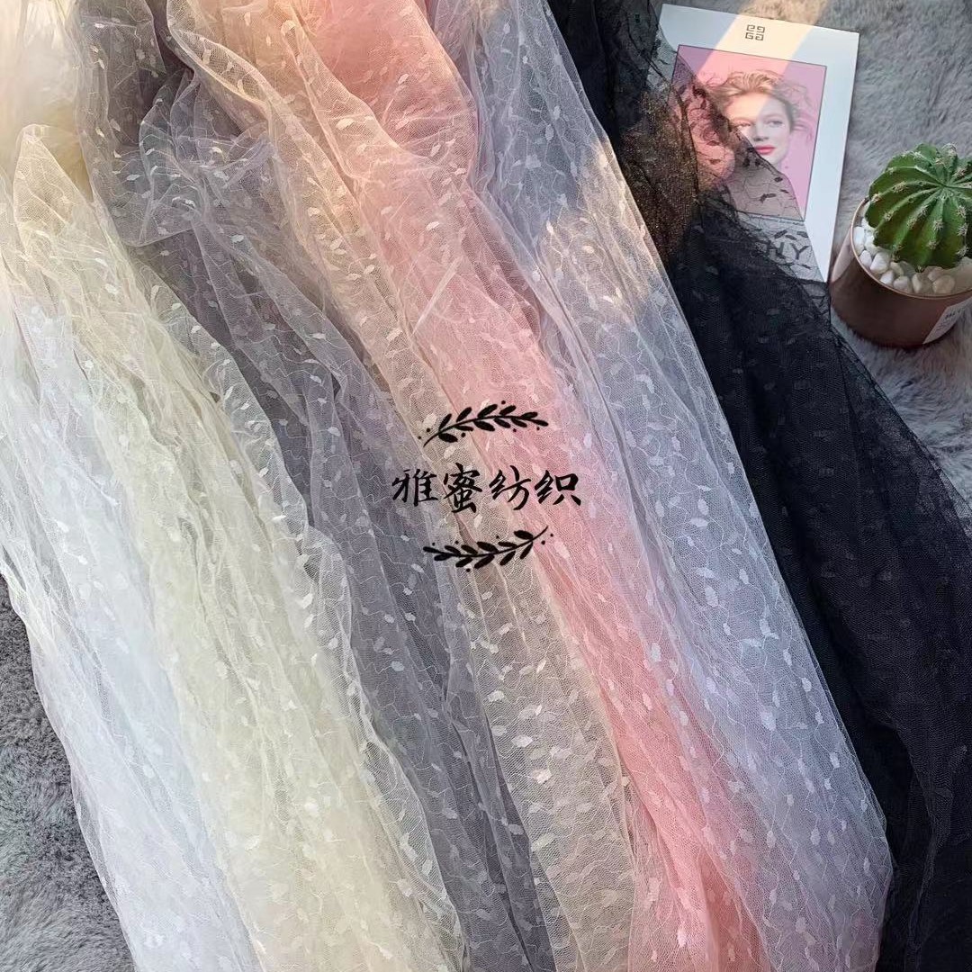 En stock al por mayor de nylon jacquard malla base Wave dot ropa para niños falda Hanfu Lolita tela