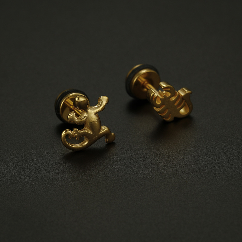 Daily Occasion 316L Stainless Steel Material 18K Real Gold Plated Stainless Steel PVD Coated Stone-Free Insect Plating Fashion Ear Studs For Unisex