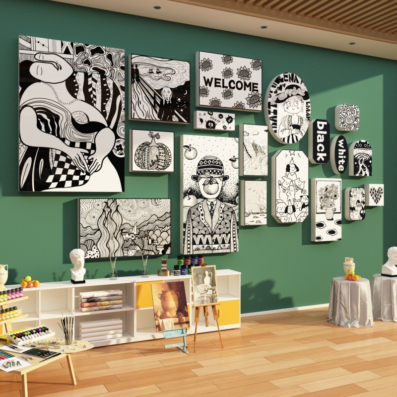 Art Studio Atmosphere Setup, Art Classroom Wall Decoration, Display of Kindergarten Environment Creation Products, Institution Scene Culture Sketch