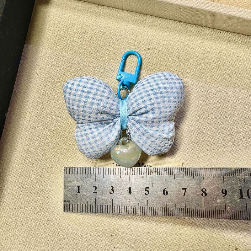 韓国インスタイル充填綿リボンペンダントかわいいゴールドパウダーラブバッグアクセサリーチェック柄キーホルダー車のペンダント|undefined
