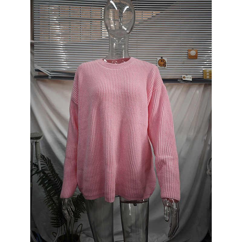 Europa y los Estados Unidos transfronterizos 2025 otoño y invierno hoodie de cuello redondo suelta fundación de manga larga camiseta de punto casual suéter mayorista
