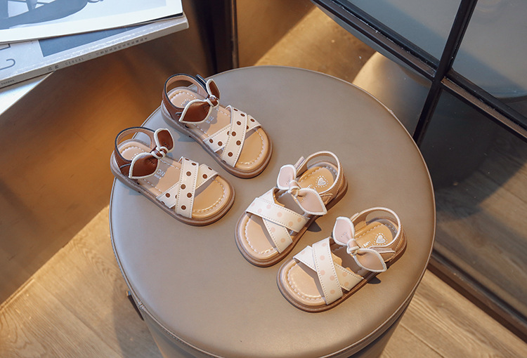 Sandali da principessa per bambina 2024 nuovi Dot Bow, scarpe estive traspiranti e alla moda_voghion.com