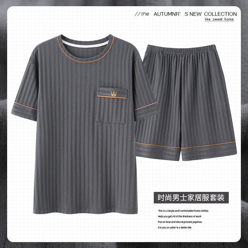Más tamaño más 5XL grasa mm200 kg pijamas de los hombres manga corta shorts verano cuello redondo casual papá desgaste en el hogar