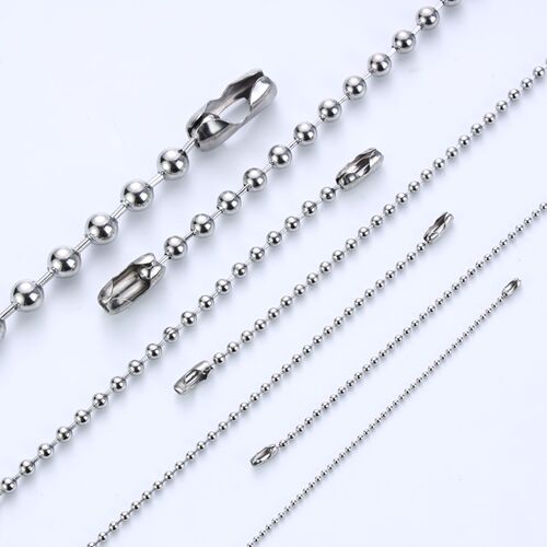 304 stainless steel round bead chain wave bead chain military style pendant chain simple and fashionable stainless steel chain manufacturer export source
