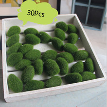 30PCS Artificial Green Moss Ball Fake Stone Simulation跨境专