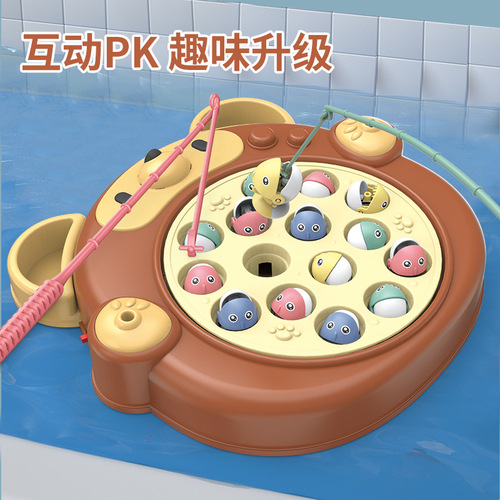 Children's Electric Rotating Fish Turntable Small Fish Opening Mouth Baby Interactive Athletic Fishing Rod Fishing 3 Years Old Educational Toy