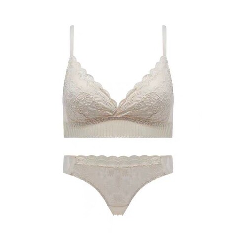 French lace underwear for women, thin, small breasts, push-up, thin straps, no wires, pure desire, sexy triangle cup lace bra