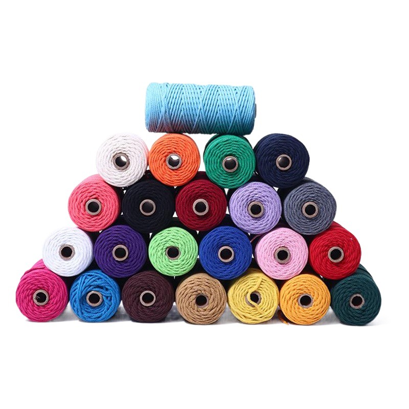 3mm colorido hilo de algodón cuerda de algodón vinculante cuerda de encuadernación hilo de algodón cuerda trenzada hecha a mano DIY cuerda decorativa tapiz cuerda trenzada