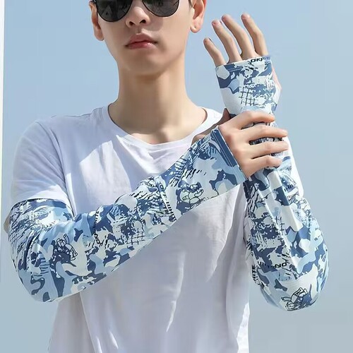 Summer Sun Protection Ice Sleeves Trendy Summer Sun Protection Men's Loose Arm Sleeves Camouflage Men Cycling Ice Sleeves Summer Thin Version