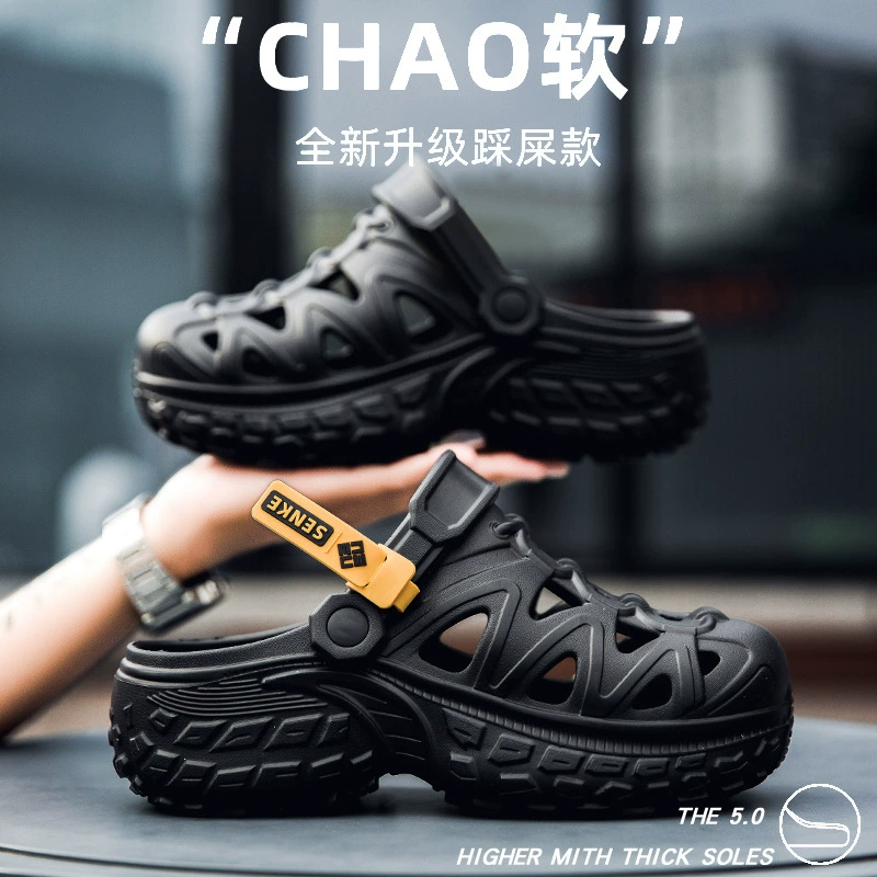 Мужская обувь из крокодиловой кожи. Трансграничная внешняя торговля. Новые летние сандалии. Модная уличная пляжная обувь в парном стиле. Сандалии и тапочки на толстой подошве.