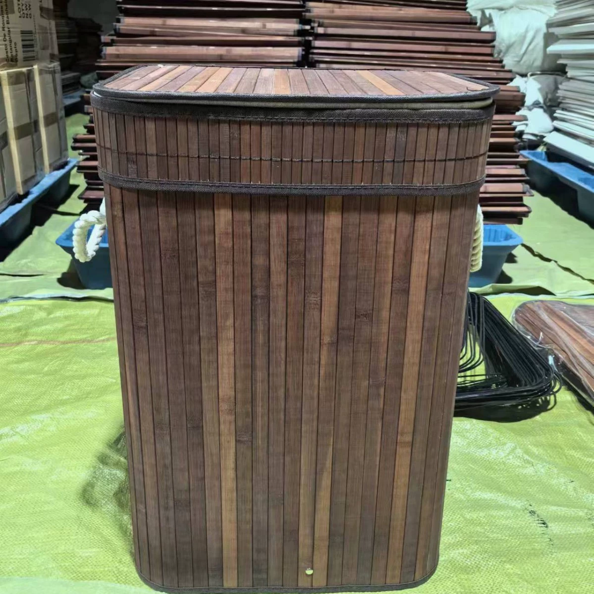 Foldable laundry basket, bamboo storage box 40×30×60 cm, large collapsible hamper