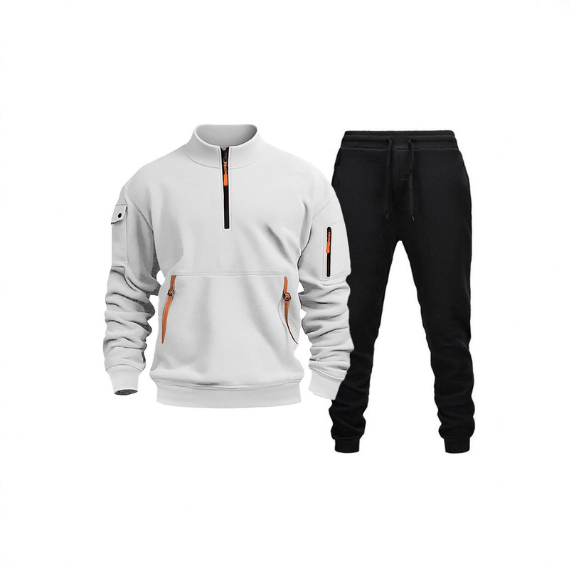 European Size In-Stock 220g Woven Tape Pocket Men's Sports Suit Spring and Autumn Style Cross-Border Fleece Men's Pullover Two-Piece Set European Size In-Stock 220g Woven Tape Pocket Men's Sports Suit Spring and Autumn Style Cross-Border Fleece Men's Pullover Two-Piece Set