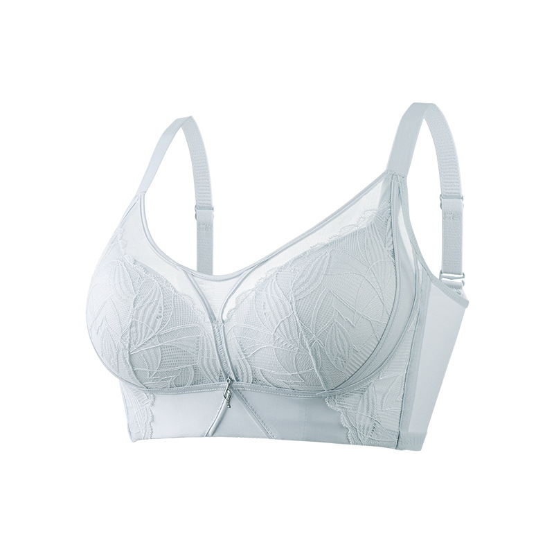 New Product Without Steel Ring Perforated Cup Type Adjustable Bra Thin Push-Up Side Tightening Comfortable Sexy Underwear Summer Breathable