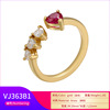 Accessory, zirconium, adjustable wedding ring heart-shaped, micro incrustation