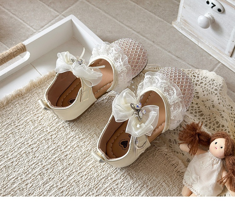 Sandali principessa argento per bambina stile coreano con fiocco_voghion.com