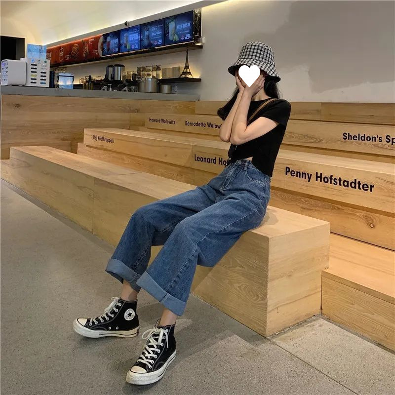 牛仔裤女宽松女士显瘦高腰阔腿拖地直筒设计感裤子潮春秋季2025年|undefined