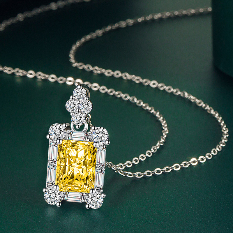 Fashion Square Copper Plating Inlay Zircon Pendant Necklace 1 Piece