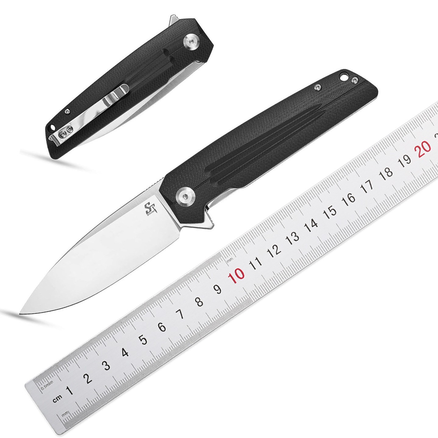 ST152口袋刀K110钢材Micarta手柄带铁夹户外露营EDC多功能工具刀