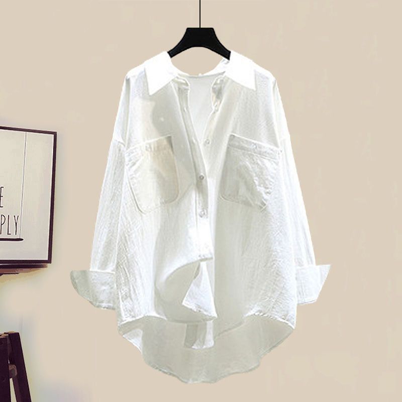 Damenbekleidung Stylisches Hemd Camisole Weste Schmaler Jeansrock Übergröße Damen Herbst-Outfit-Set - Stylisches Hemd, Tanktop & Jeansrock 3-teiliges Set_voghion.com