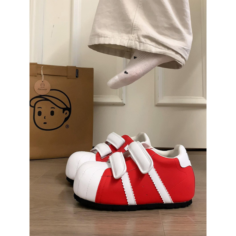魔术贴丑萌贝壳头德训面包鞋女2025新款百搭内增高休闲运动小板鞋|undefined