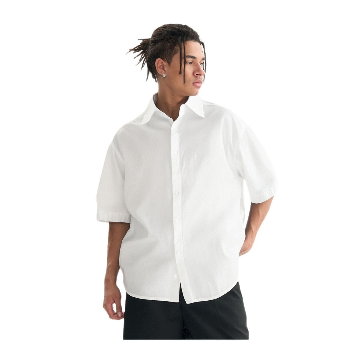ETAI Hombre| Verano exterior ligero suelto camisa de manga corta hombre de color sólido marca de moda camisa casual de algodón