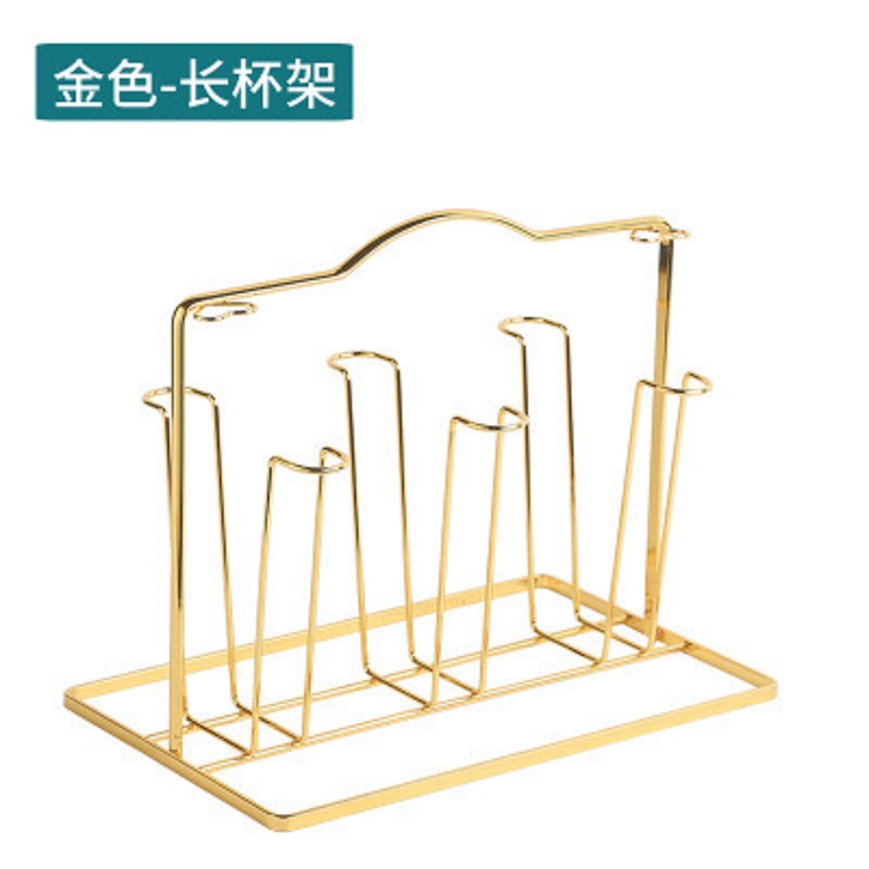 Taza de metal rack drenaje taza del hogar rack de almacenamiento sala de estar luz lujo creativo estilo europeo estante de la taza de cristal