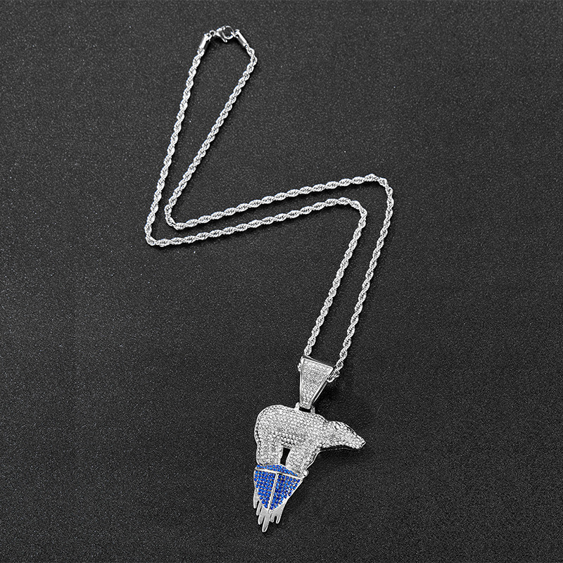 Polar Bear Diamond Pendant Necklace With Cuban Chain For Unisex_voghion.com