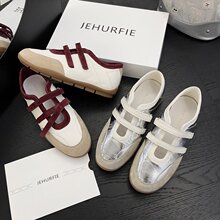JEHURFIE/纪华菲复古拼色双魔术贴芭蕾玛丽珍AB26097