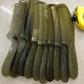 厂家批发打花圆柄牛角梳 20cm牛角雕刻圆柄梳