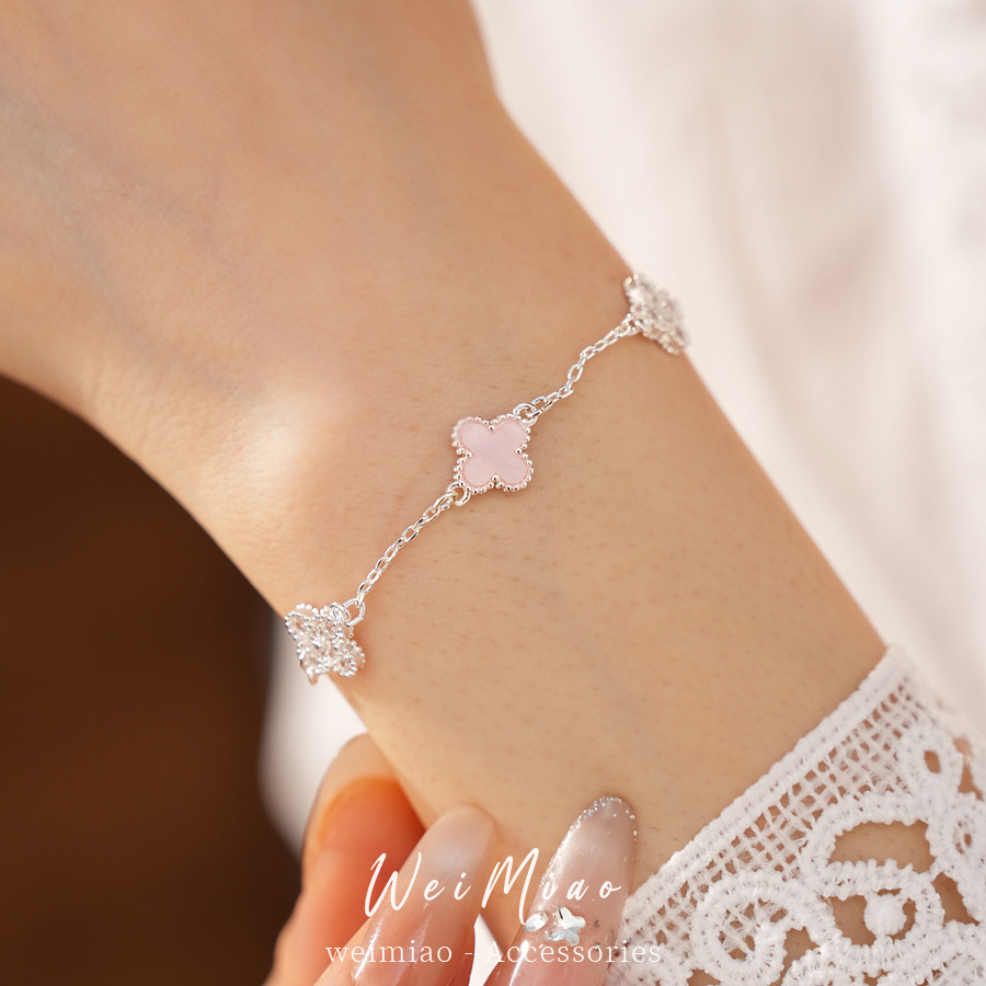 Brazalete de flores azules con diamantes, pequeña pulsera dulce y fresca, lujosa, alta calidad, moda diaria, joyas de brazales versátiles.