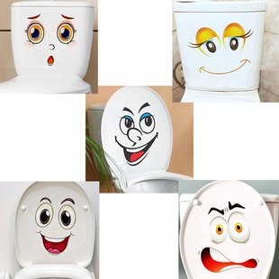 Cartoon Funny Smiling Face Toilet Seat Decorative Wall Sticker Self-Adhesive Bathroom Cross-Border Direct Purchase Toilet Sticker