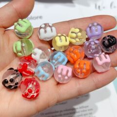 透明M豆彩色絵珠クリーム珠散珠diyブレスレット携帯チェーンキーホルダーアクセサリー材料