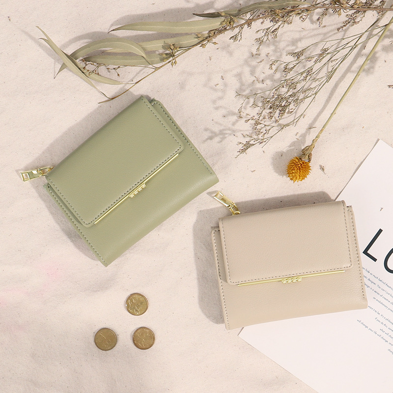 Cartera corta para mujer 2024, nueva cartera plegable de verano para mujer, monedero, tarjetero para estudiantes, con bloques de color, función impermeable