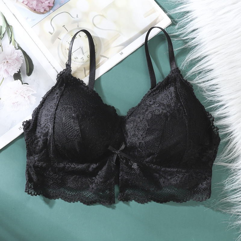 Ropa interior inalámbrica de las mujeres verano Delgado encaje sexy espalda envuelta pecho de una pieza empuja hacia arriba el sujetador de la correa