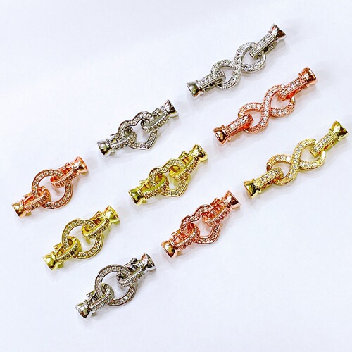 Pearl buckle 18k color-preserving gold-covered zircon round love figure eight-shaped bracelet buckle buckle diy handmade necklace buckle